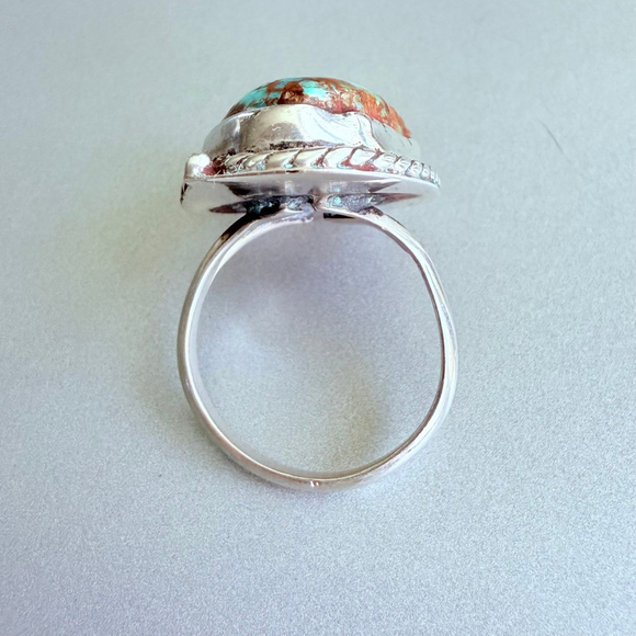 Native American Old Pawn Pilot Mountain Turquoise Sterling Silver VTG Ring - Picture 4 of 11